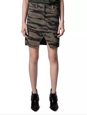 Zadig And Voltaire Jeu Camouflage Cotton Mini Skirt EU 38 M